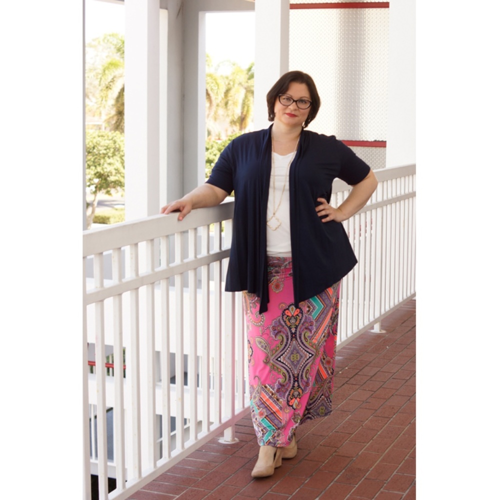 Plus Size Pink Paisley Maxi Skirt